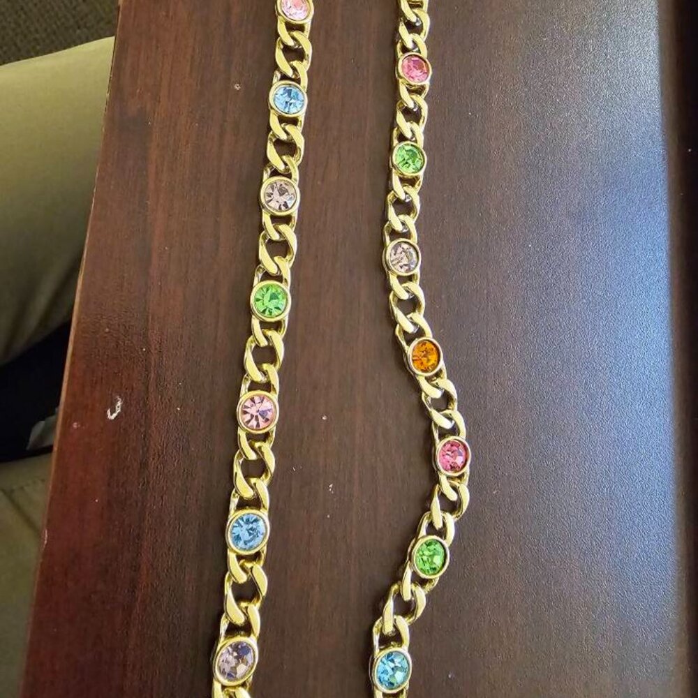 Pastel Crystal Chain Bracelet Necklace Set